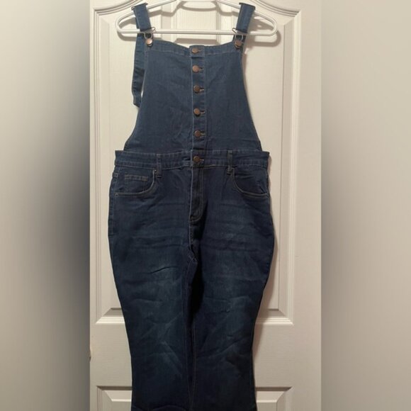 Button Up Adjustable Strap Overalls Deep Blue LAST CHANCE - Picture 9 of 9